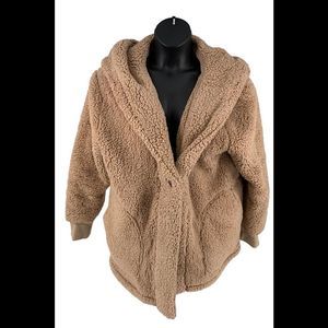 Cuddl Duds Double Faced Cozy Sherpa Hooded Wrap Coatigan Mocha - Regular